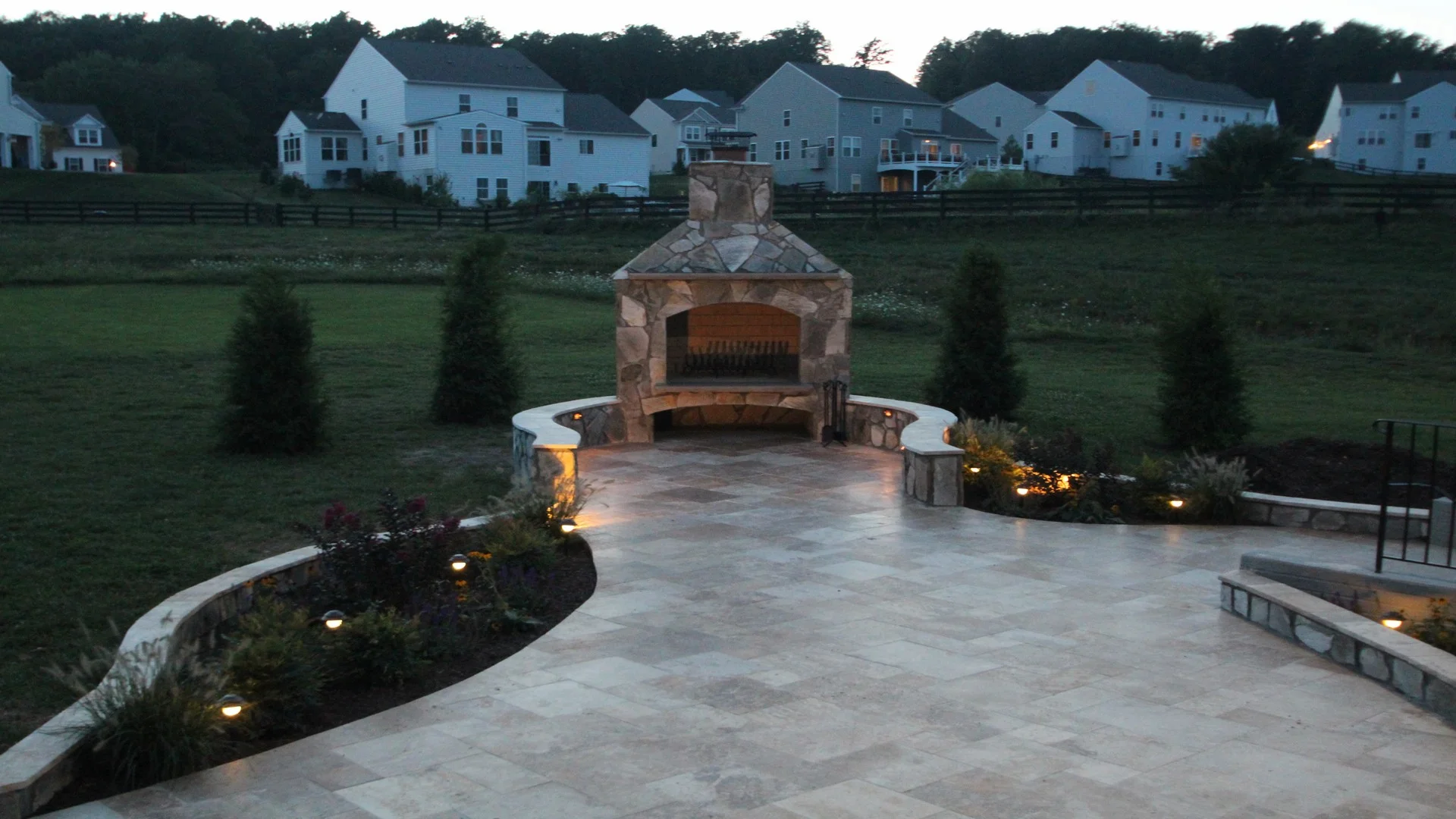 Luxury Flagstone Patio and Outdoor Fireplace in McLean