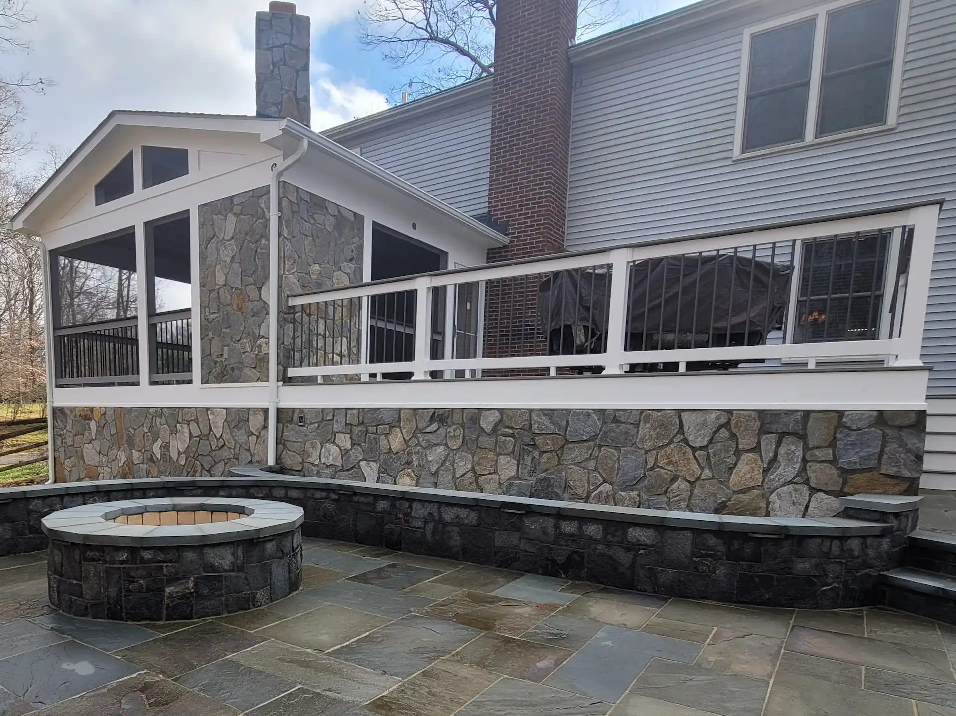 Under-Deck Stone Veneer Columns